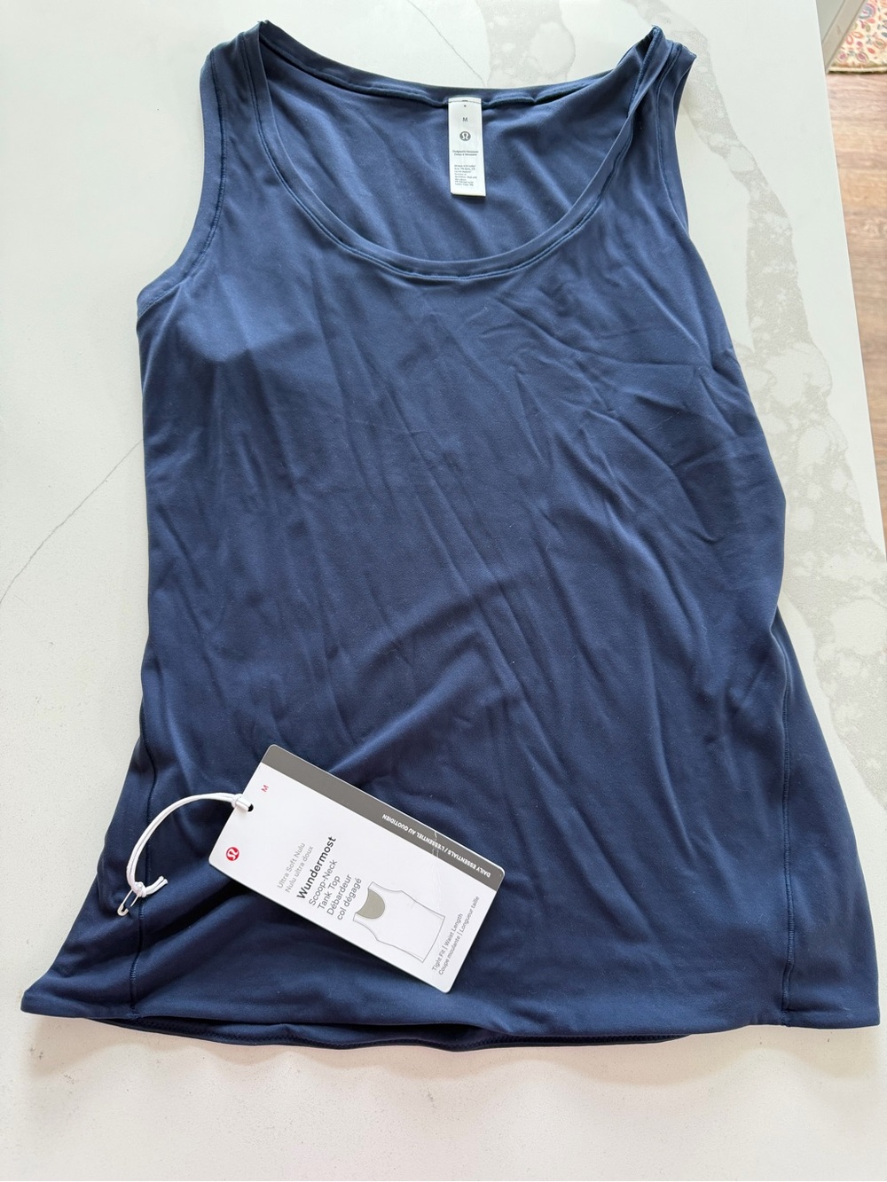 Lululemon Wundermost Ultra-Soft Nulu Scoop-Neck Tank Top in a navy blue Medium